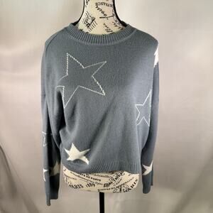 Moon And Madison Small Blue And White‎ Long Sleeve Round Neck Sweater with Stars
